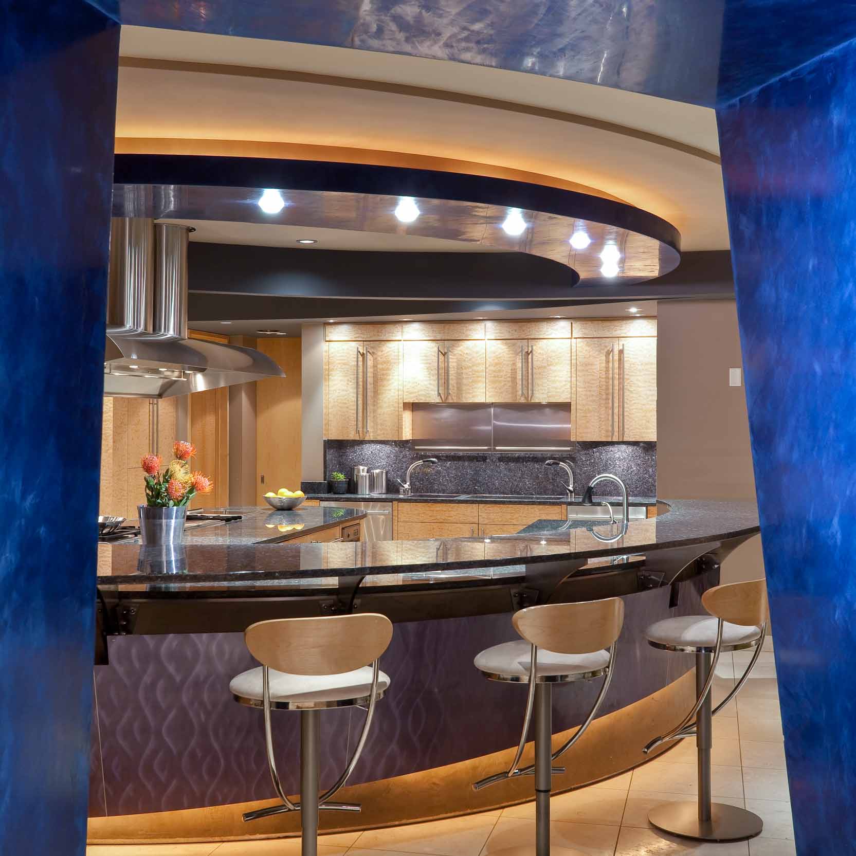 High-Tech Modern Blue Kitchen in Minneapolis, Minnesota