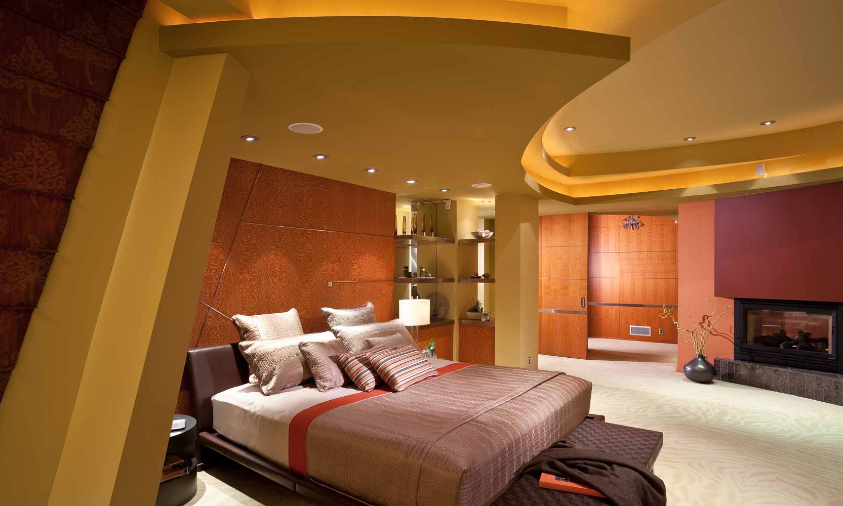 Arteriors Architects Modern Minnesota Bedroom with Curved Ceiling